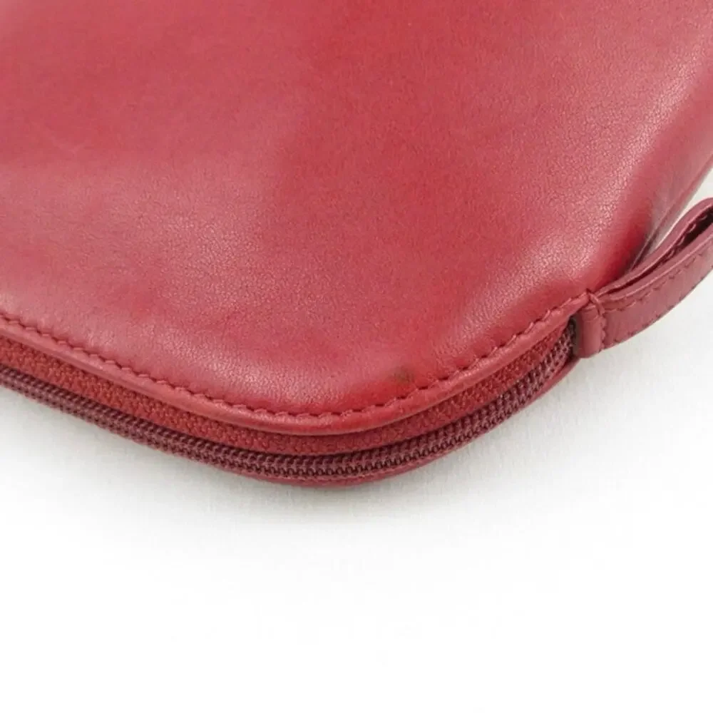 Coach Red Leather Dome Wristlet / Cosmetic Bag